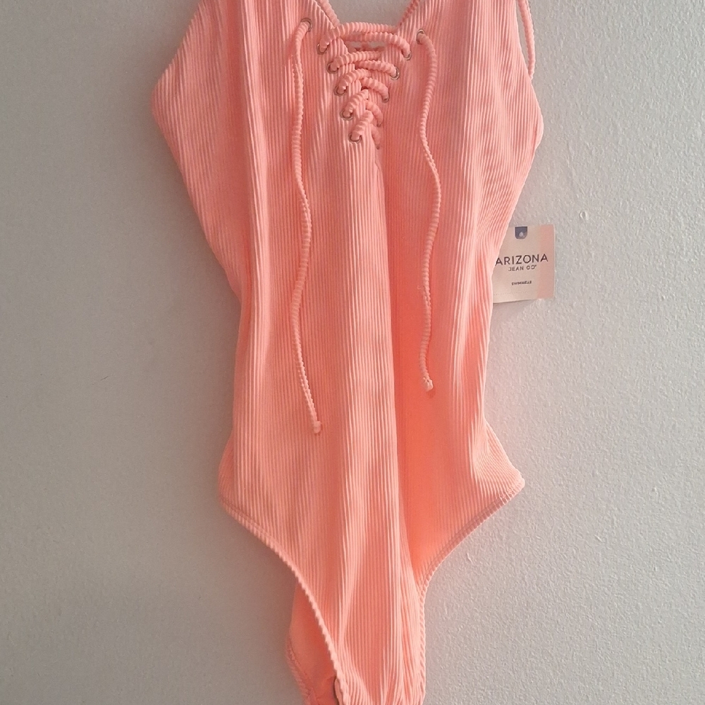 Arizona Jean Company Like a light Pastel orange. Swim wear with Lace-Up Detail